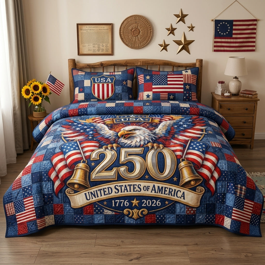 Liberty Eagle 3-Piece Quilted Bedding Set - Single (59" x 70")