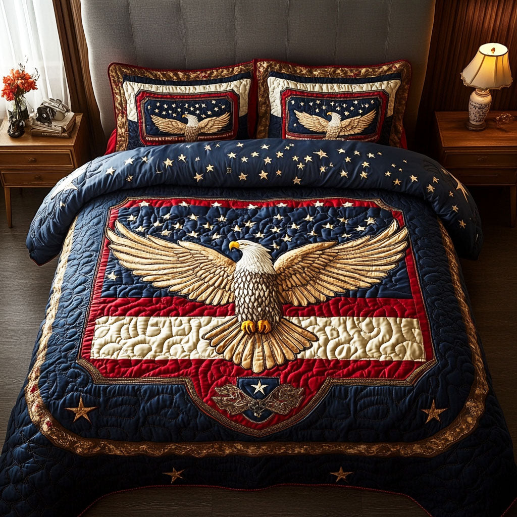 Liberty Eagle 3-Piece Quilted Bedding Set - Single (59" x 70")