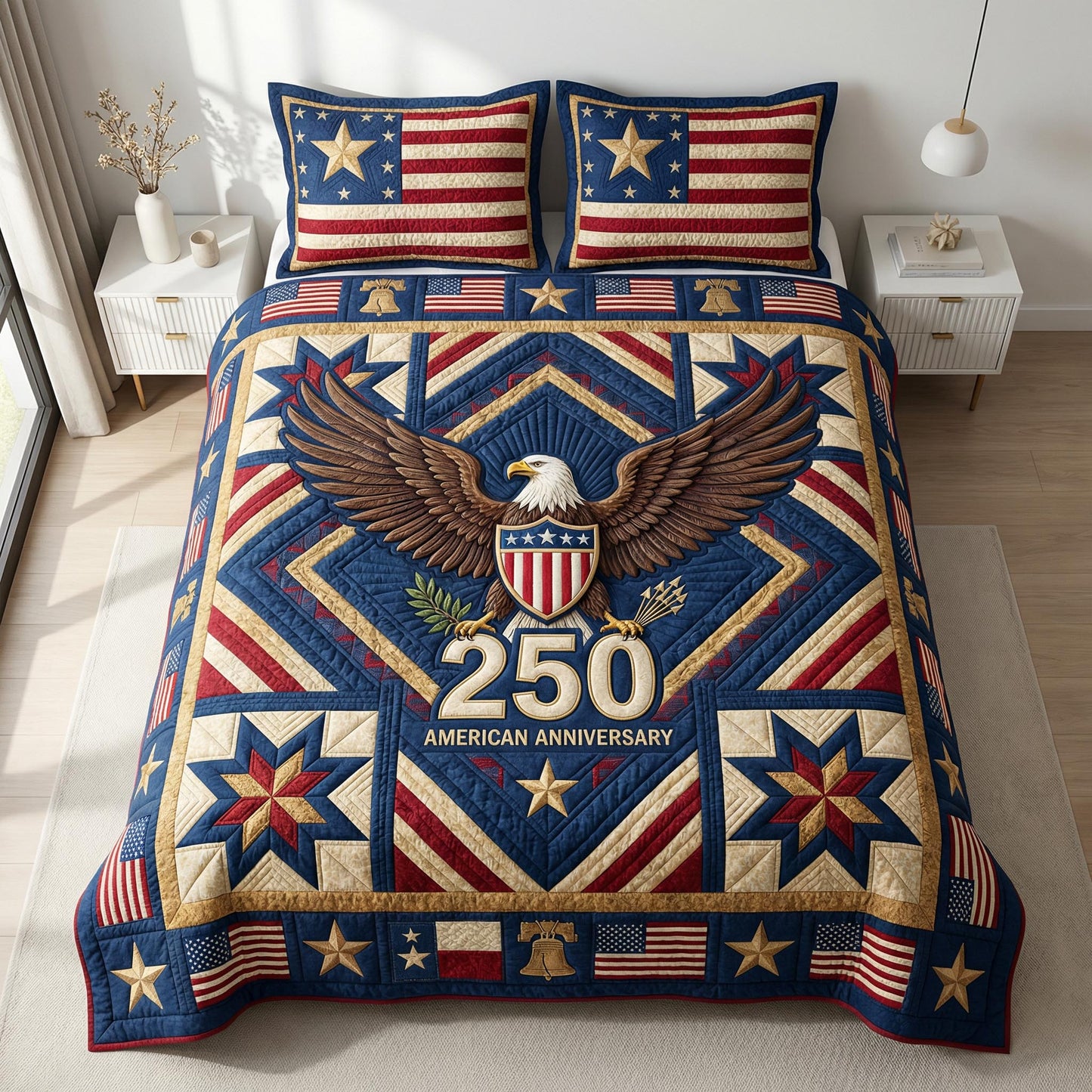 Liberty Eagle 3-Piece Quilted Bedding Set - Single (59" x 70")