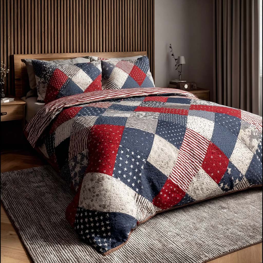 Liberty Patch 3-Piece Quilted Bedding Set - Single (59" x 70")