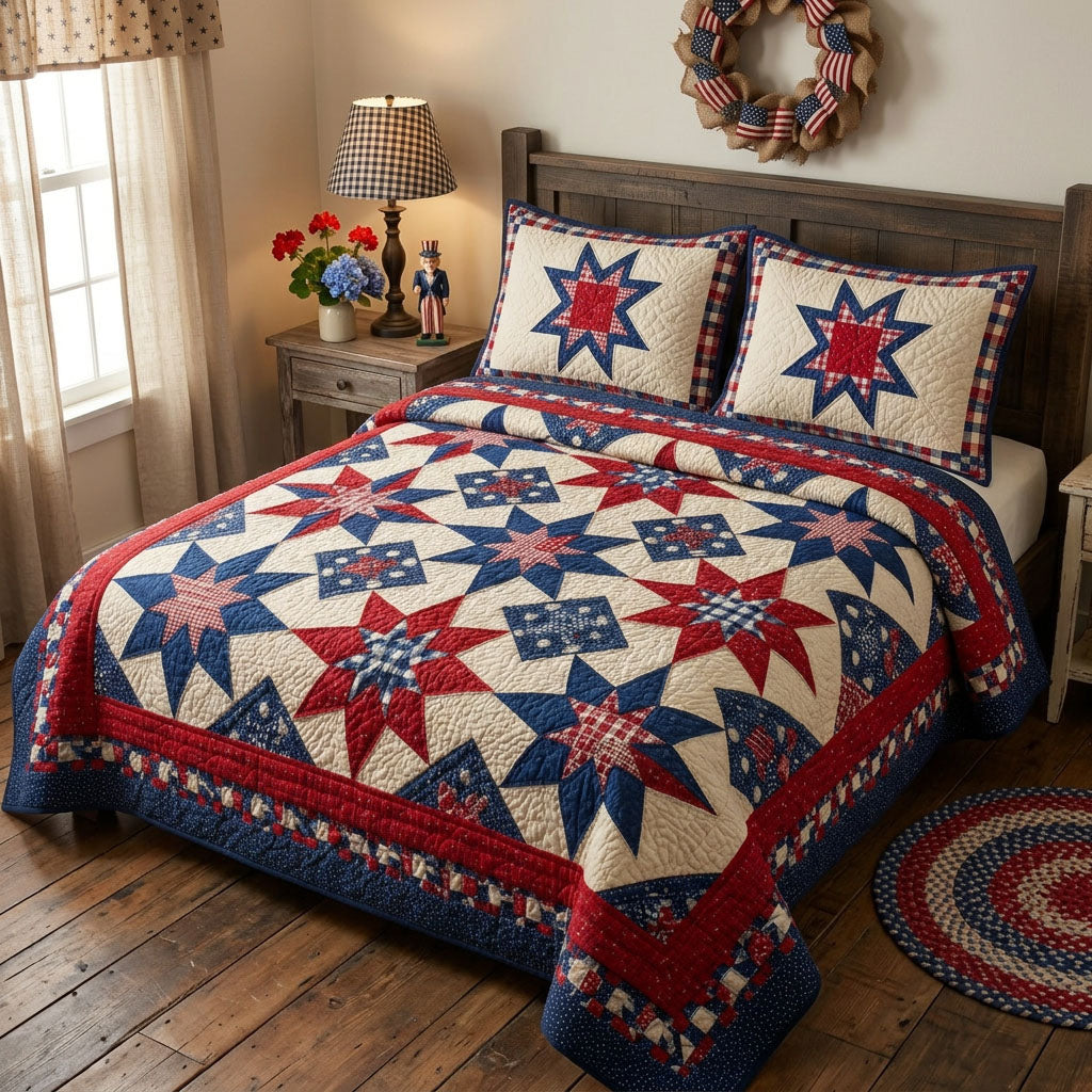 Liberty Star 3-Piece Quilted Bedding Set - Single (59" x 70")