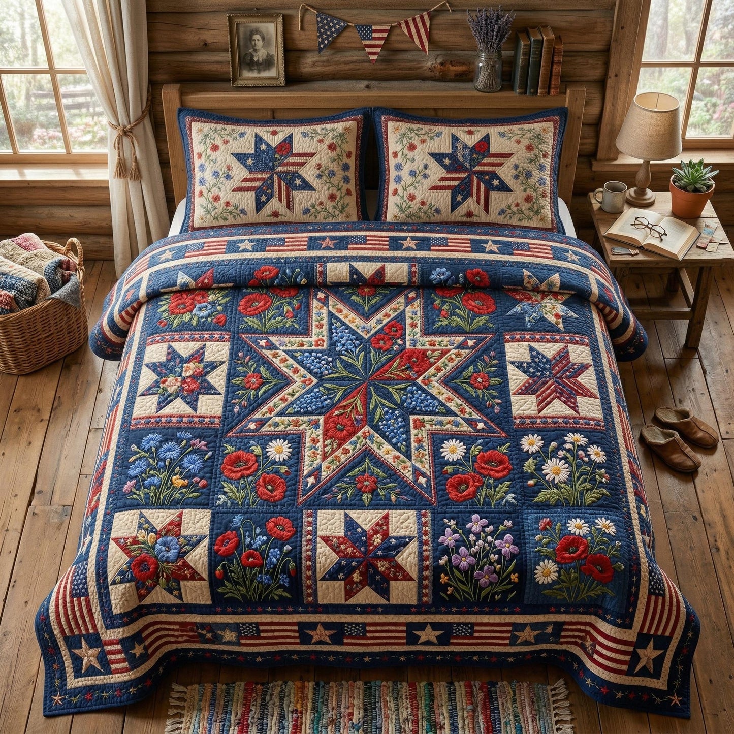 Liberty Star 3-Piece Quilted Bedding Set - Single (59" x 70")