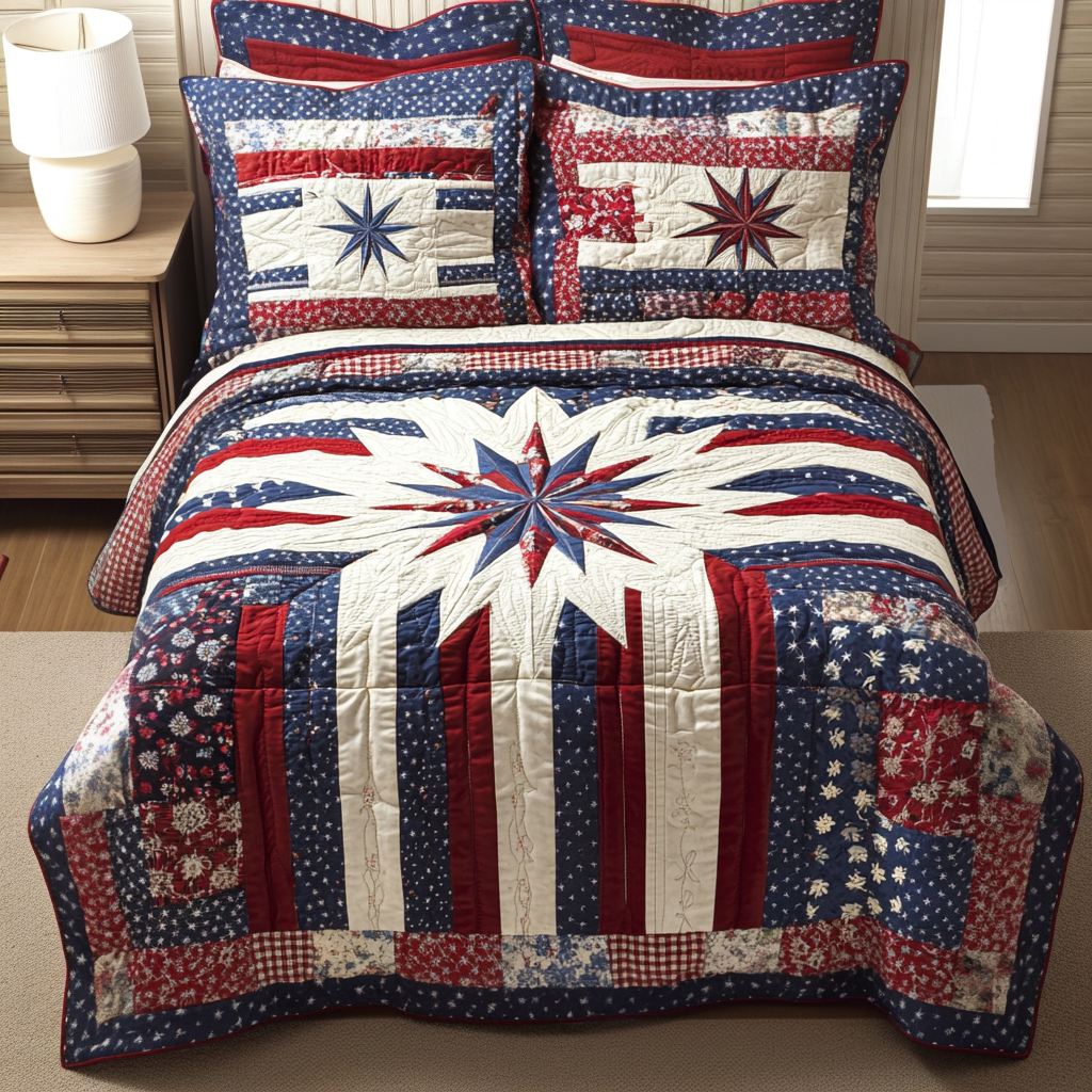 Liberty Star 3-Piece Quilted Bedding Set - Single (59" x 70")