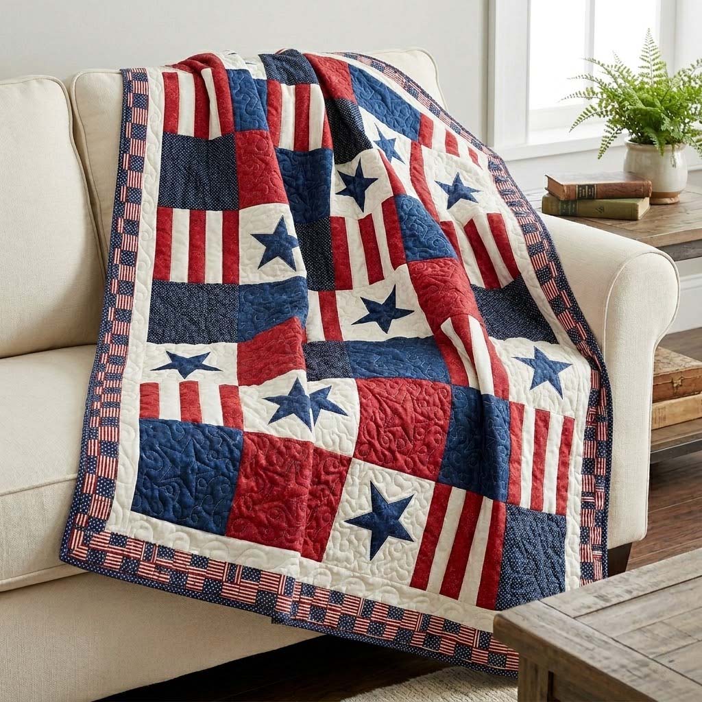 Liberty Star Patchwork Quilted Blanket - Baby (30" x 40") - Pack 1