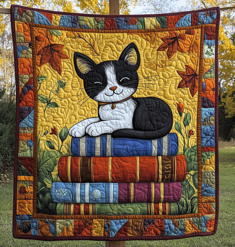 Librarian Feline Quilted Blanket - Throw (55" x 60")