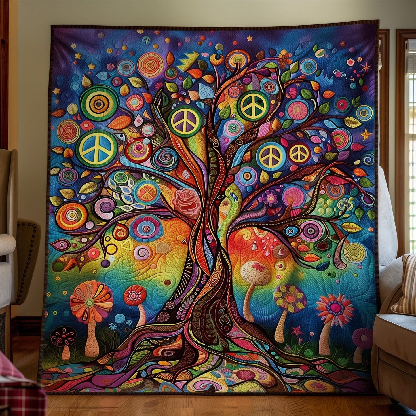 Life Harmony Quilted Blanket - Throw (55" x 60")