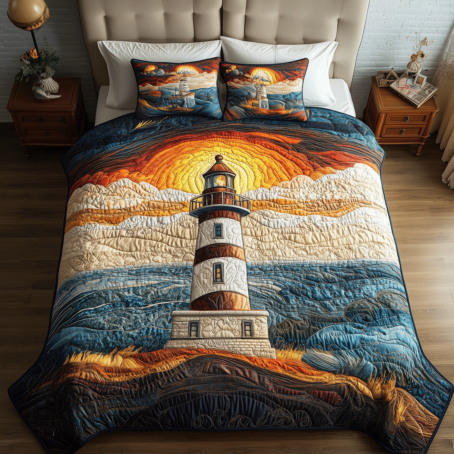 Lighthouse Glow 3-Piece Quilted Bedding Set - Single (59" x 70")