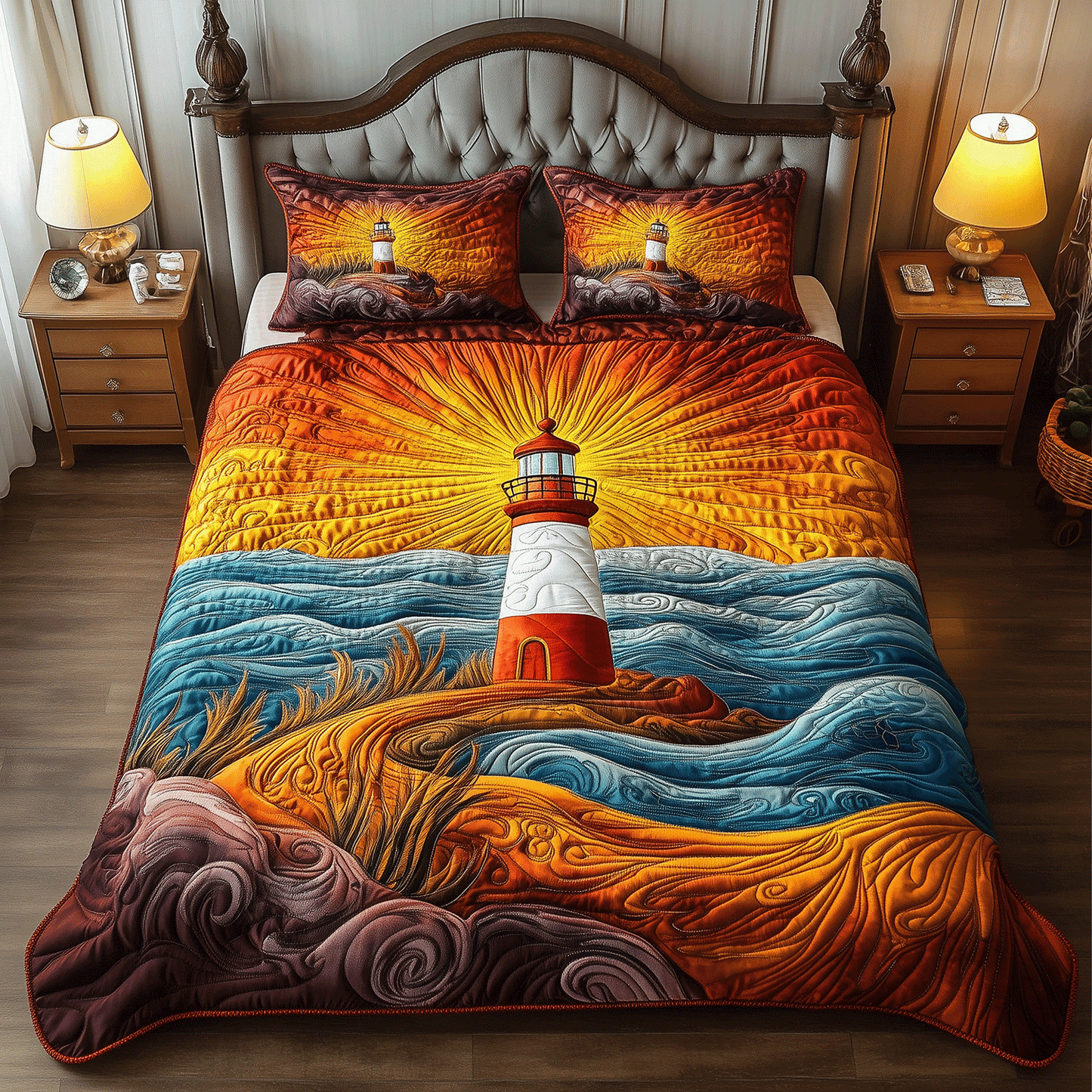 Lighthouse Horizon 3-Piece Quilted Bedding Set - Single (59" x 70")