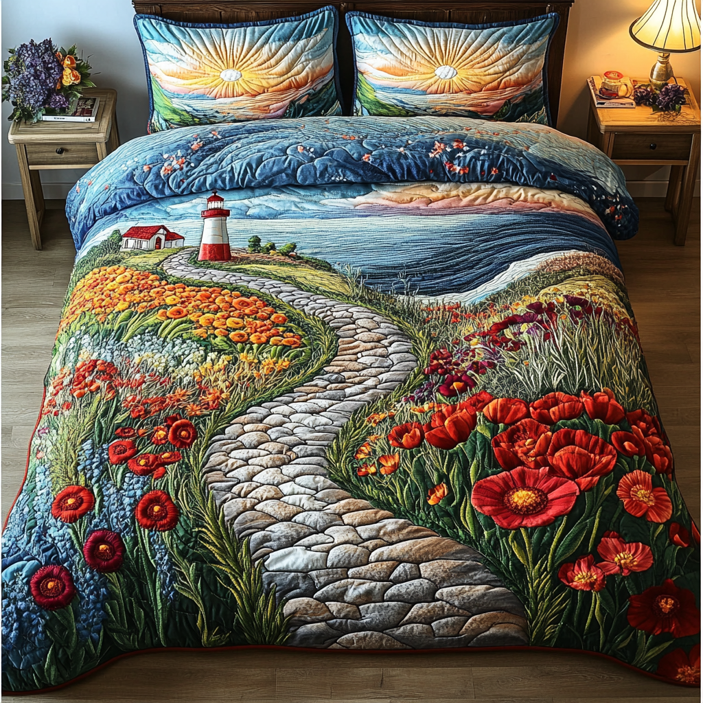 Lighthouse Dreams 3-Piece Quilted Bedding Set - Single (59" x 70")
