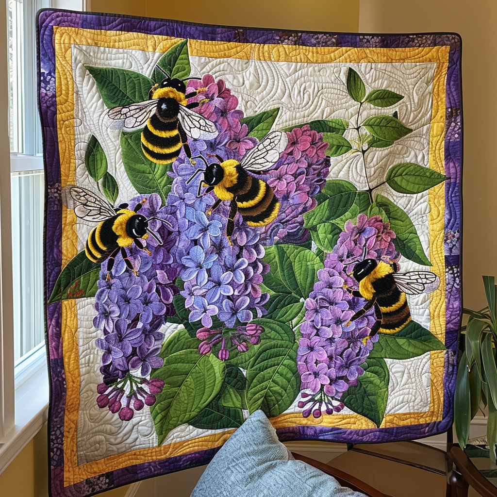 Lilac Quartet Quilted Blanket - Throw (55" x 60")