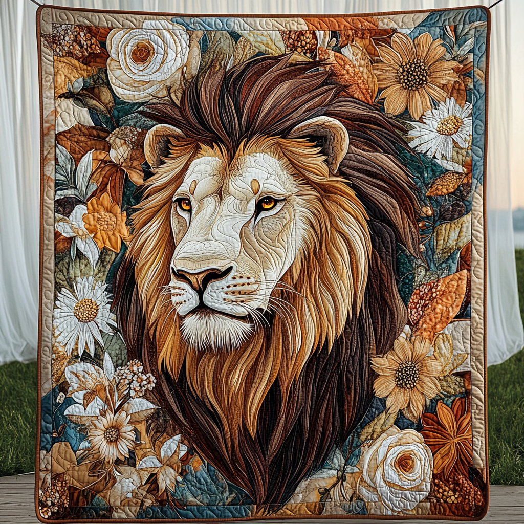 Lion Emblem Quilted Blanket - Throw (55" x 60")