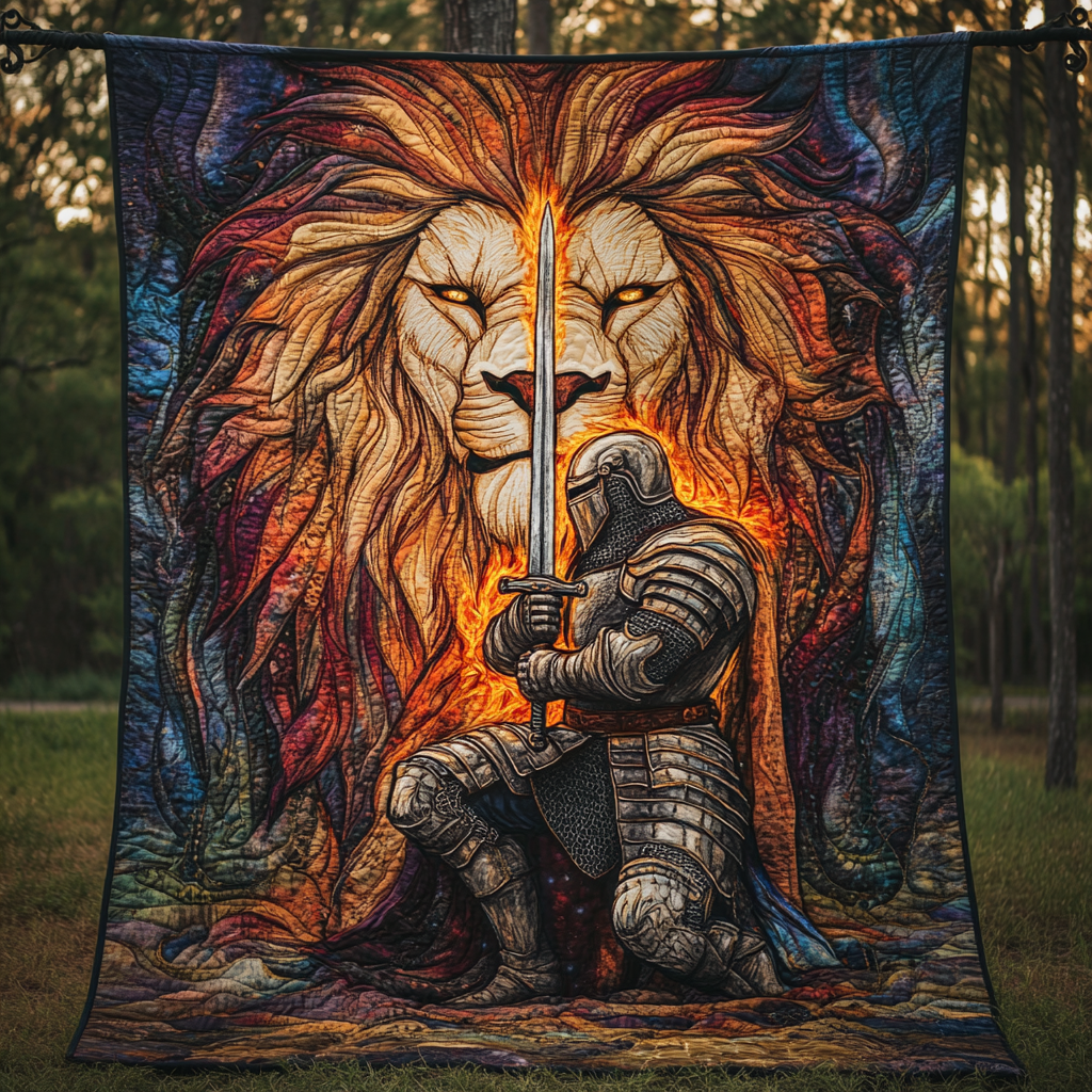 Lion Knight Quilted Blanket - Throw (55" x 60")