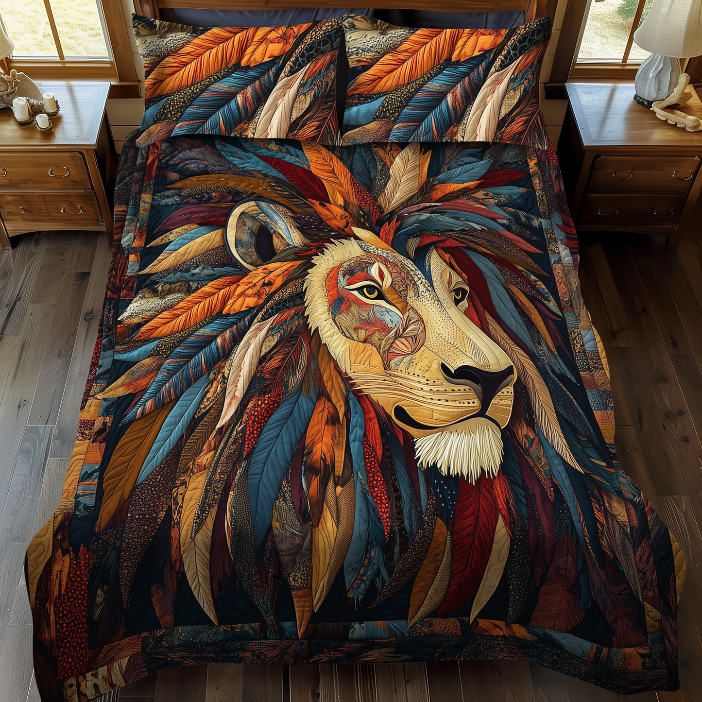 Lion Native 3-Piece Quilted Bedding Set - Single (59" x 70")