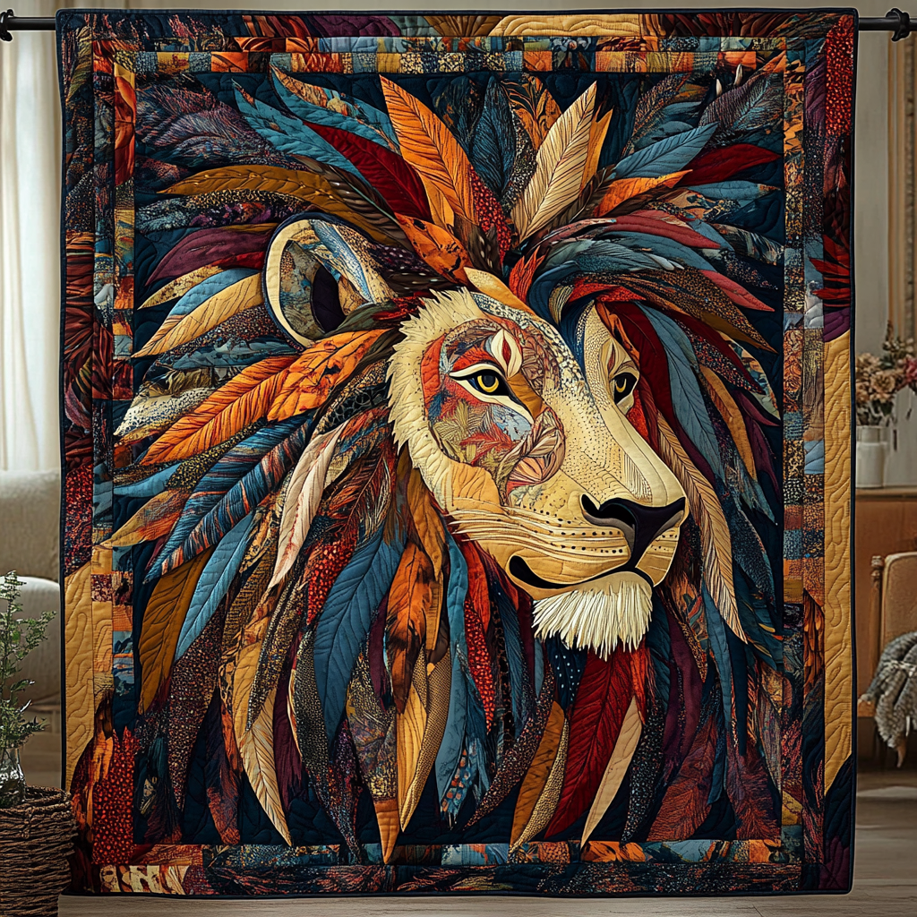 Lion Native Quilted Blanket - Throw (55" x 60")