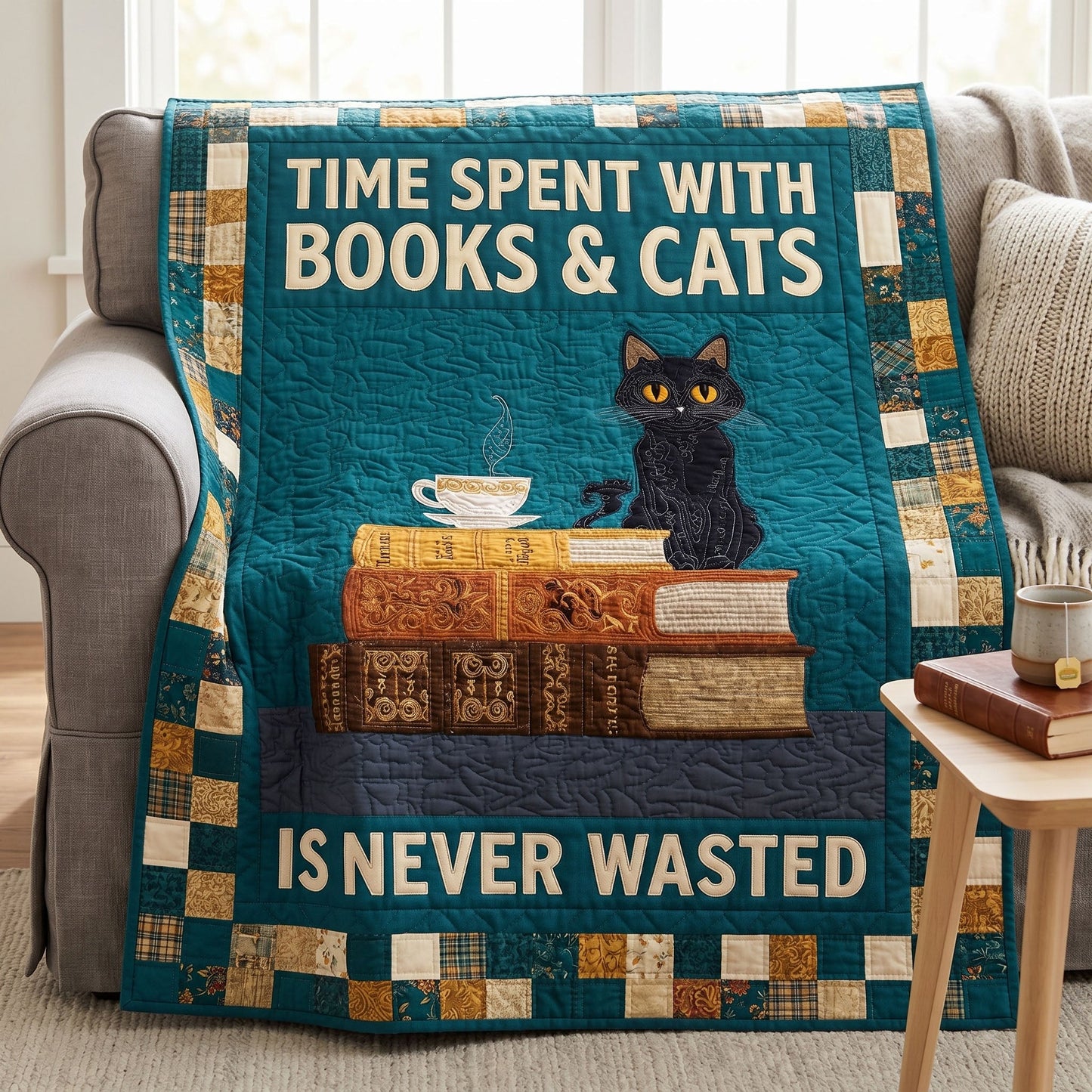 Literary Cat Quilted Blanket - Baby (30" x 40") - Pack 1
