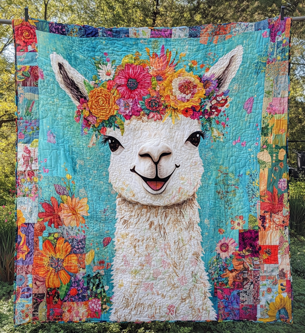 Llama Bliss Quilted Blanket - Throw (55" x 60")