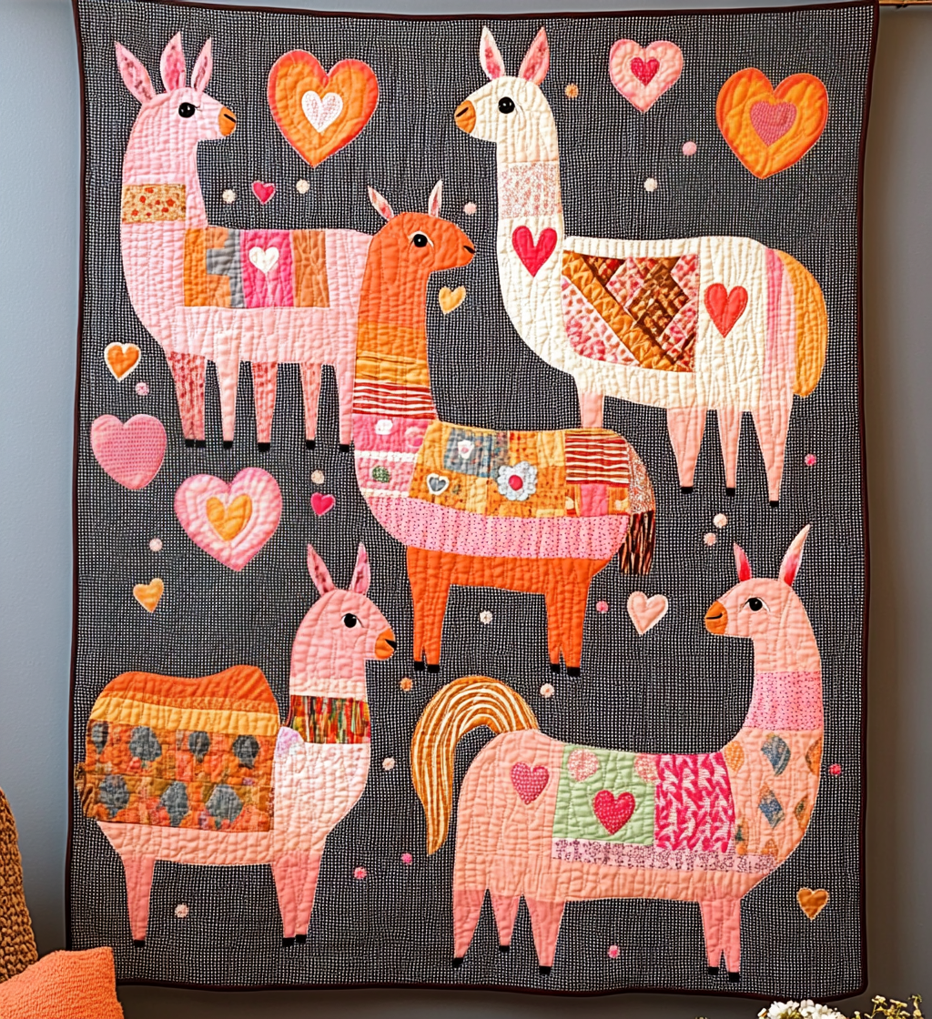 Llama Love Quilted Blanket - Throw (55" x 60")