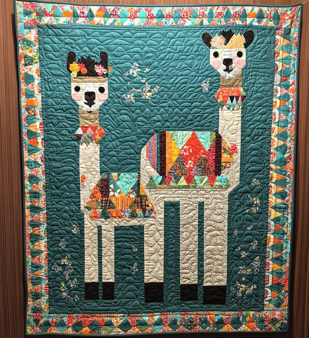 Llama Meadows Quilted Blanket - Throw (55" x 60")