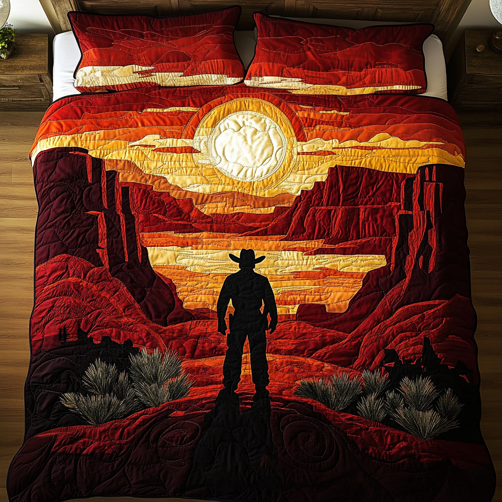Lone Cowboy 3-Piece Quilted Bedding Set - Single (59" x 70")