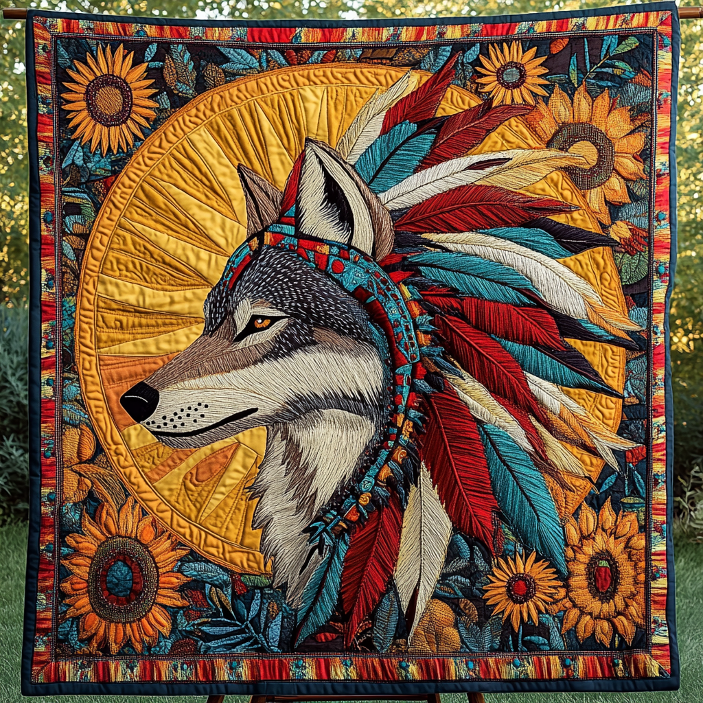 Lone Wolf Legend Quilted Blanket - Throw (55" x 60")