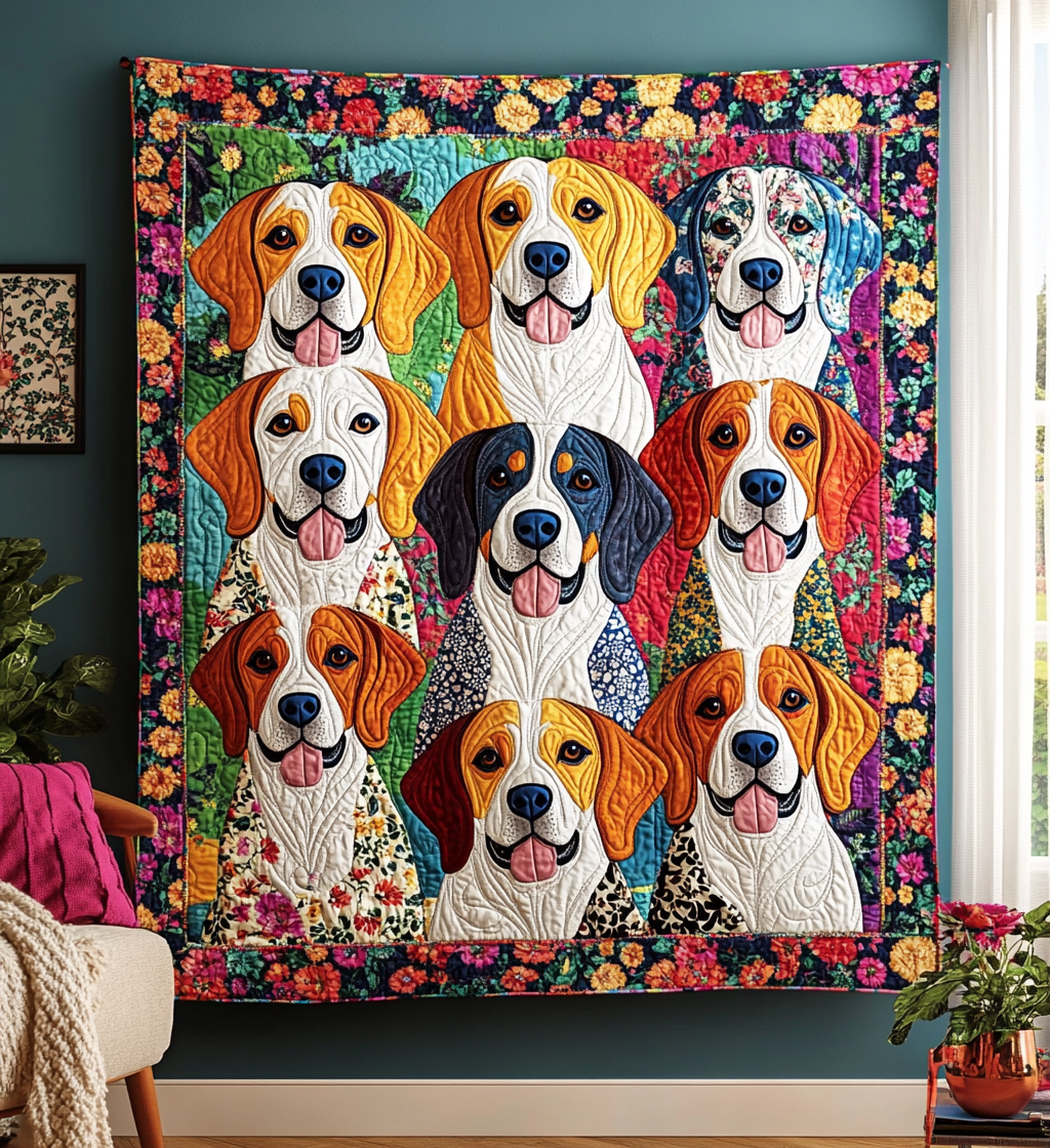 Lovable Beagles Quilted Blanket - Throw (55" x 60")