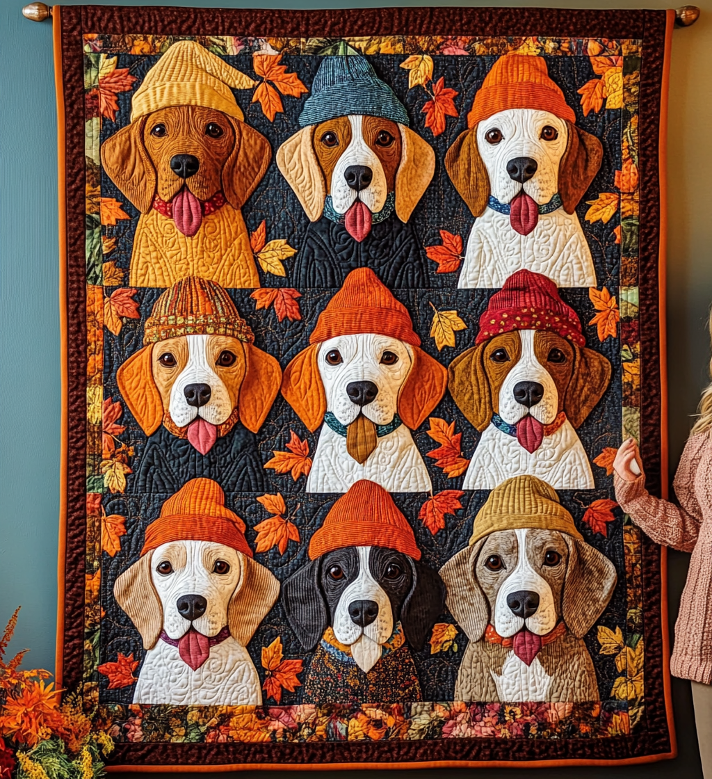Lovable Beagles Quilted Blanket - Throw (55" x 60")