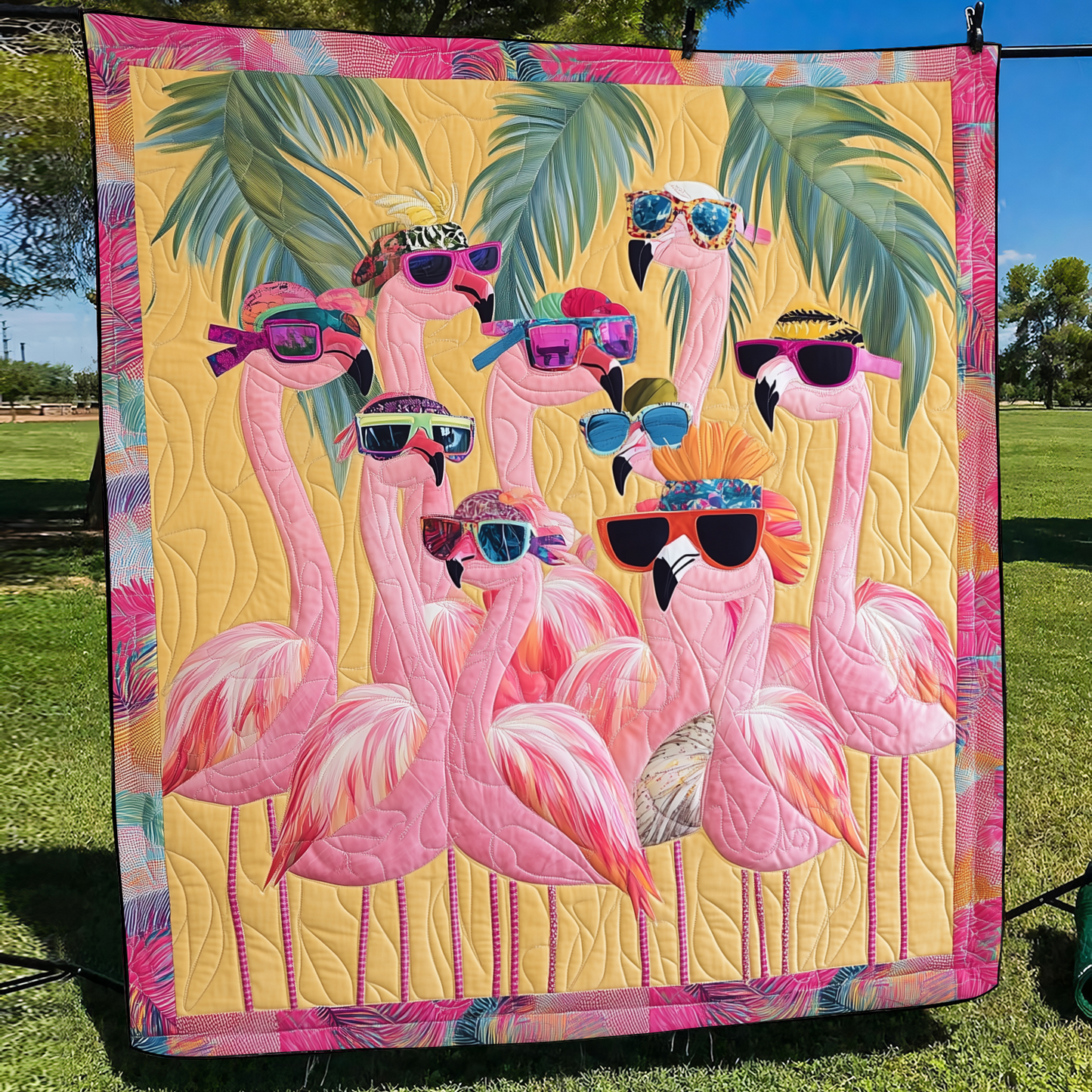 Lovable Flamingo Quilted Blanket - Throw (55" x 60")