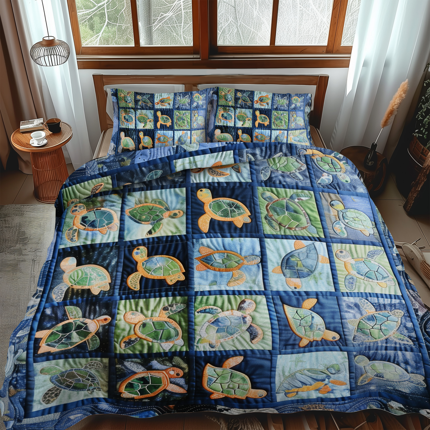Lovable Turtles 3-Piece Quilted Bedding Set - Single (59" x 70")