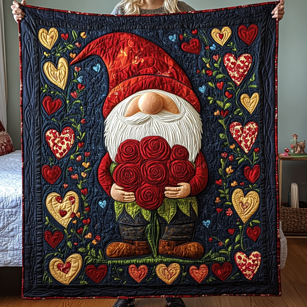 Love Gnome Delight Quilted Blanket - Throw (55" x 60")