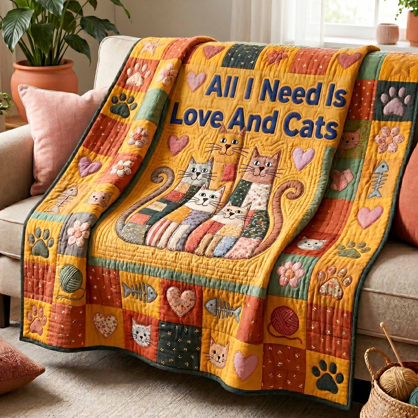 Love And Cats Quilted Blanket - Baby (30" x 40") - Pack 1