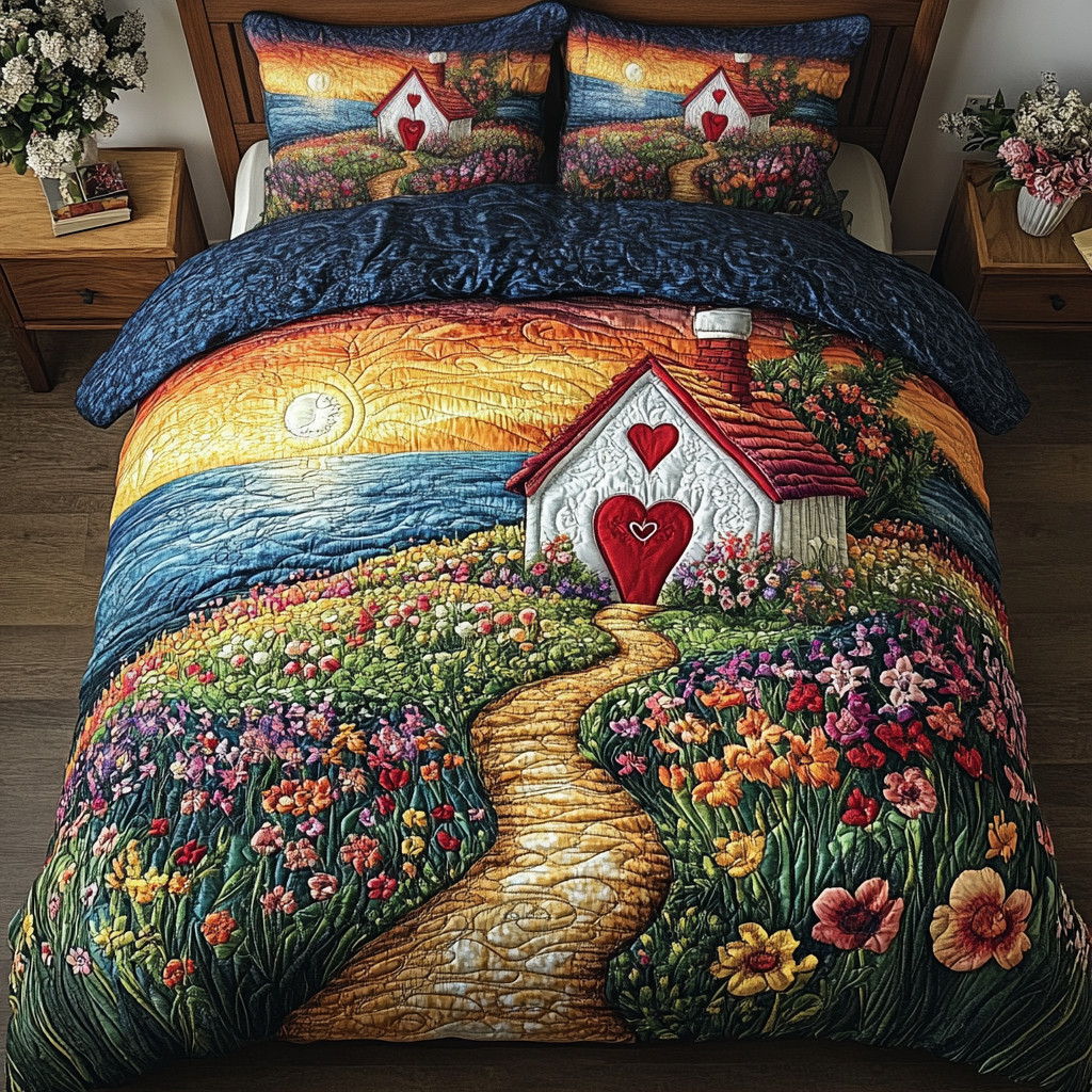 Love Nest 3-Piece Quilted Bedding Set - Single (59" x 70")