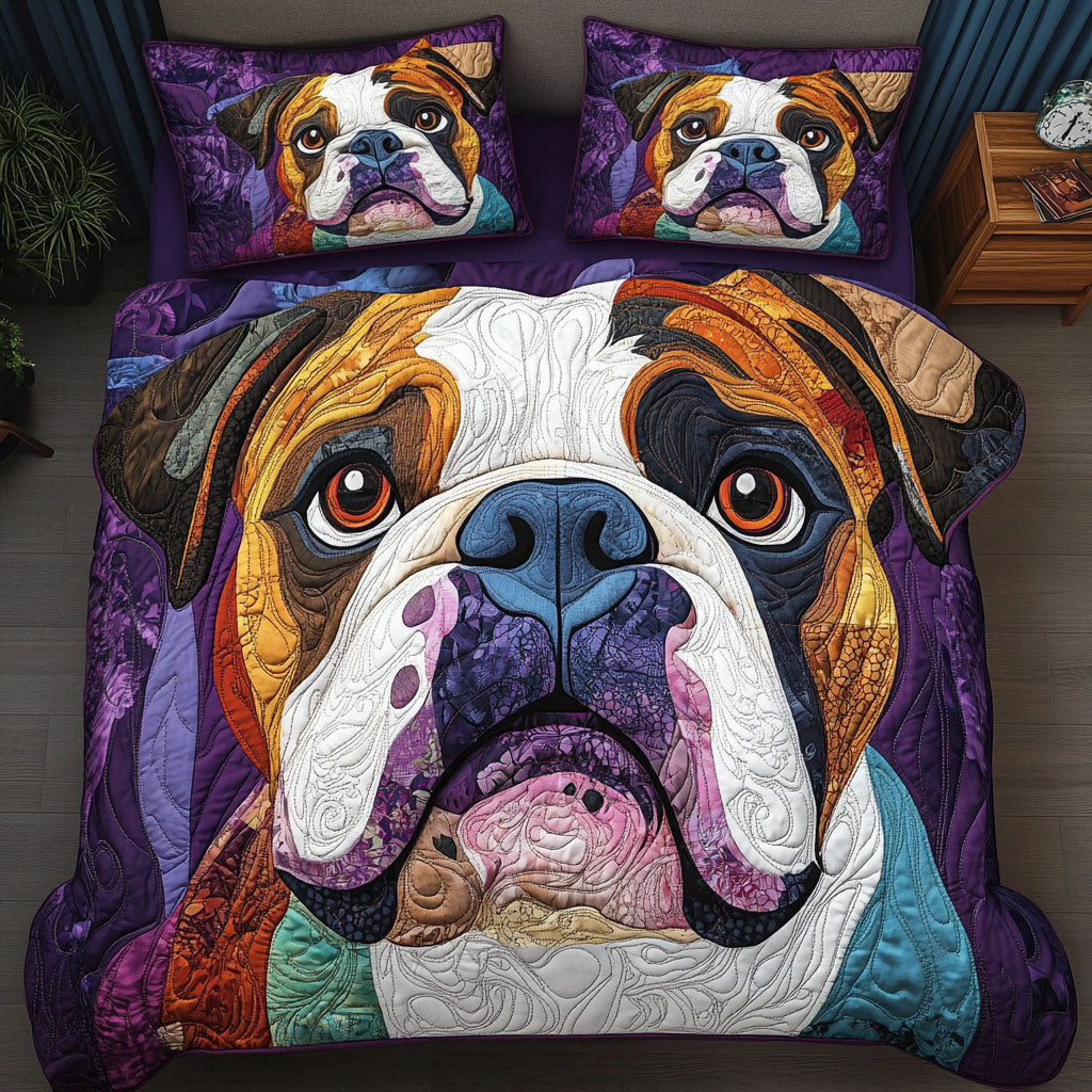 Loyal Bulldog 3-Piece Quilted Bedding Set - Single (59" x 70")