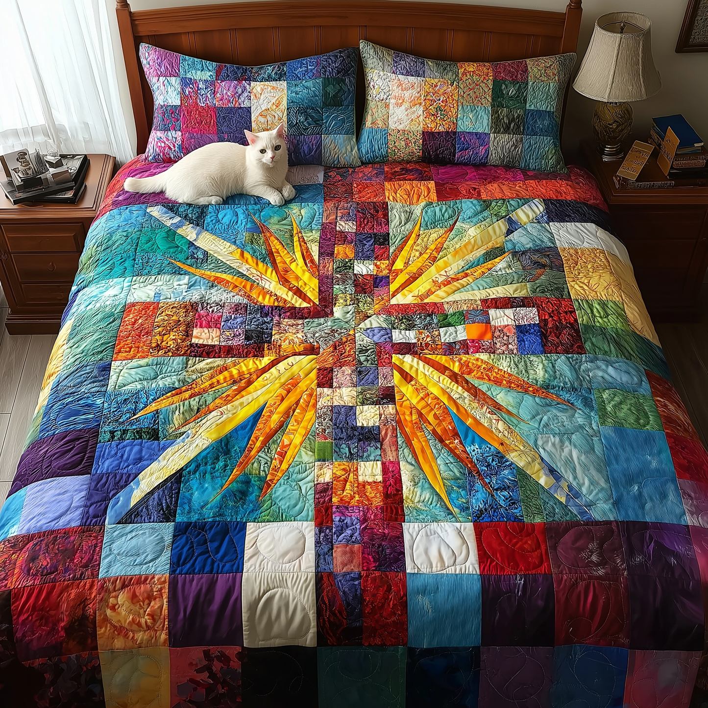 Luminous Cross 3-Piece Quilted Bedding Set - Single (59" x 70")