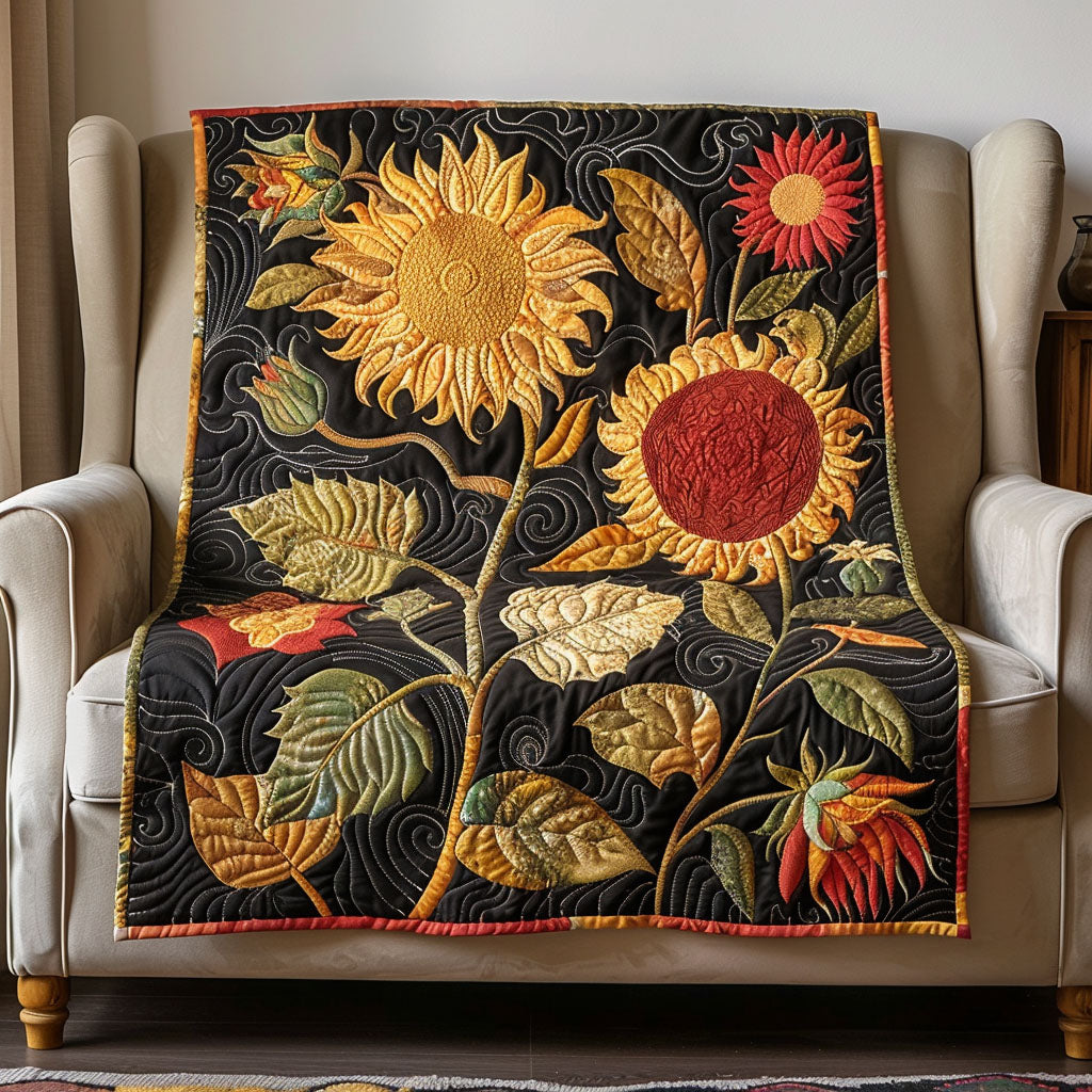 Luminous Sunflower Quilted Blanket - Throw (55" x 60")
