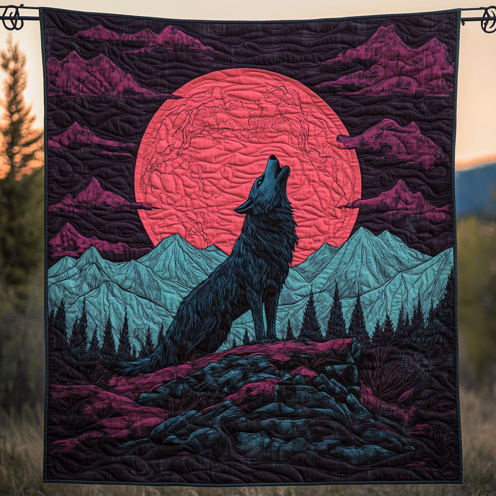 Lunar Howl Quilted Blanket - Throw (55" x 60")