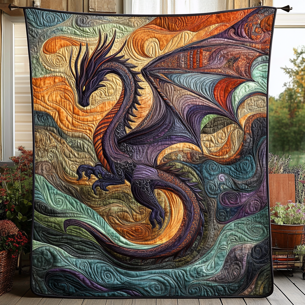 Lunar Serpent Quilted Blanket - Throw (55" x 60")