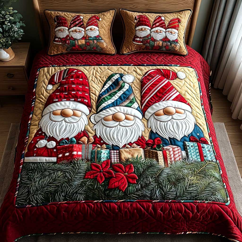 Magical Gnome 3-Piece Quilted Bedding Set - Single (59" x 70")
