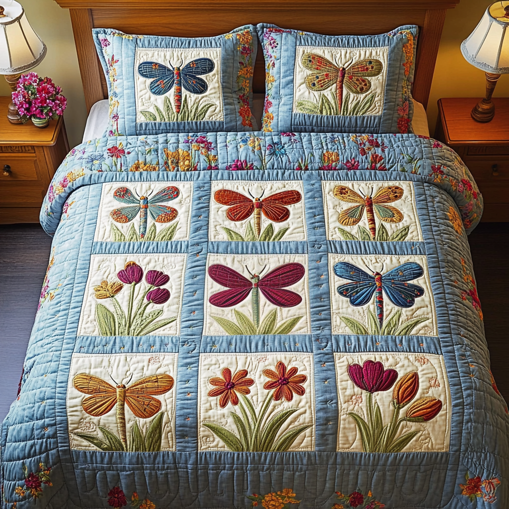Magical Wings 3-Piece Quilted Bedding Set - Single (59" x 70")