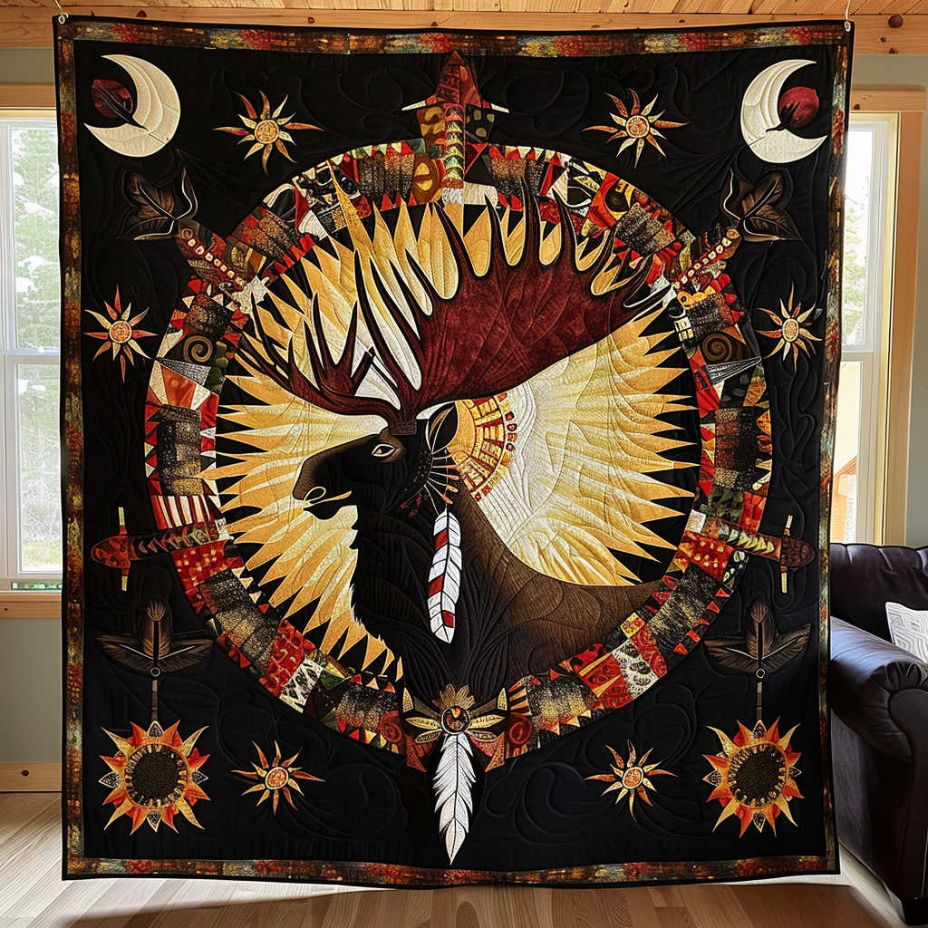 Majestic Antlers Quilted Blanket - Throw (55" x 60")