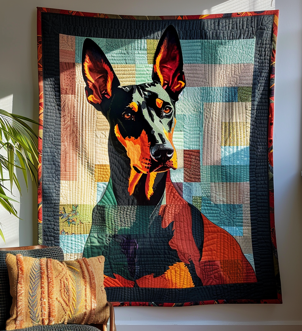 Majestic Doberman Quilted Blanket - Throw (55" x 60")