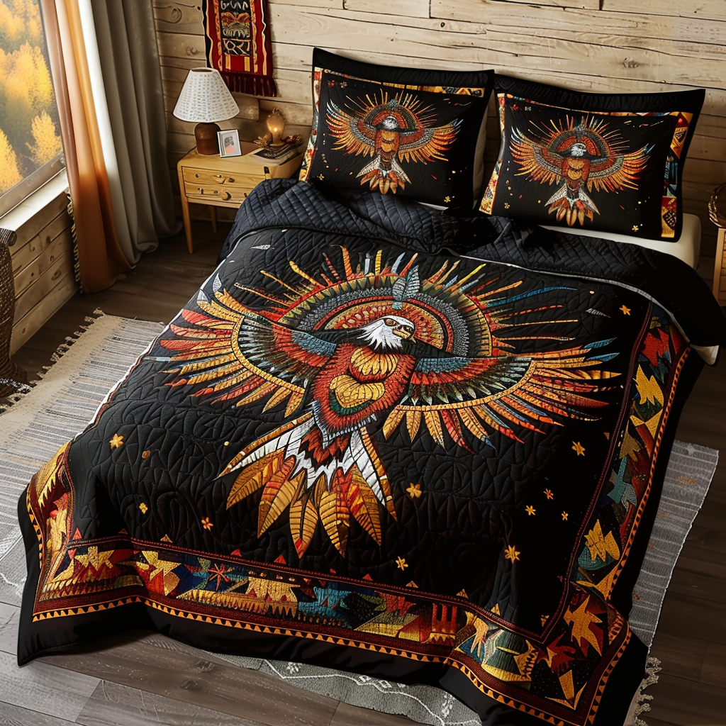 Majestic Eagle Warrior 3-Piece Quilted Bedding Set - Single (59" x 70")