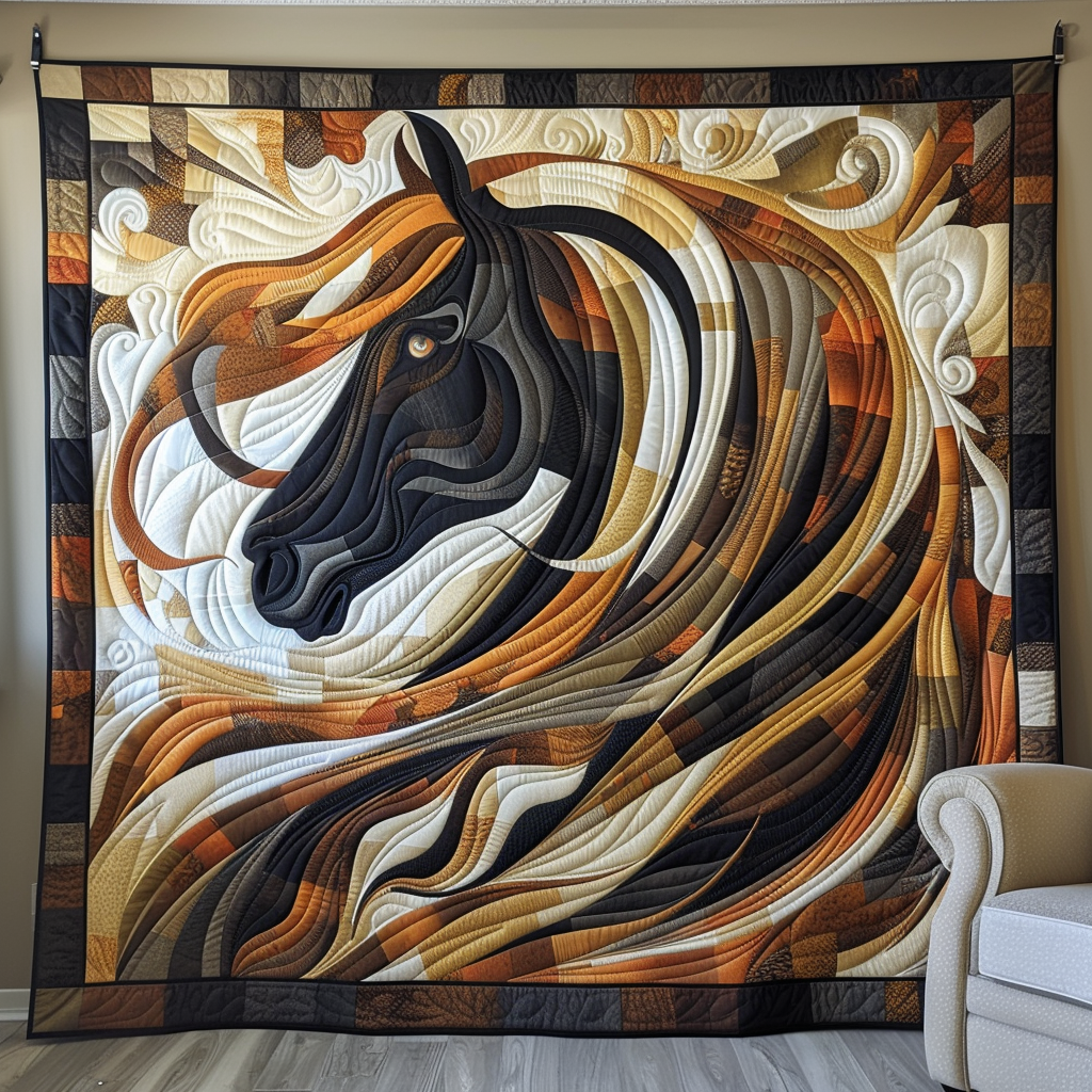 Majestic Mane Horse Quilted Blanket - Throw (55" x 60")