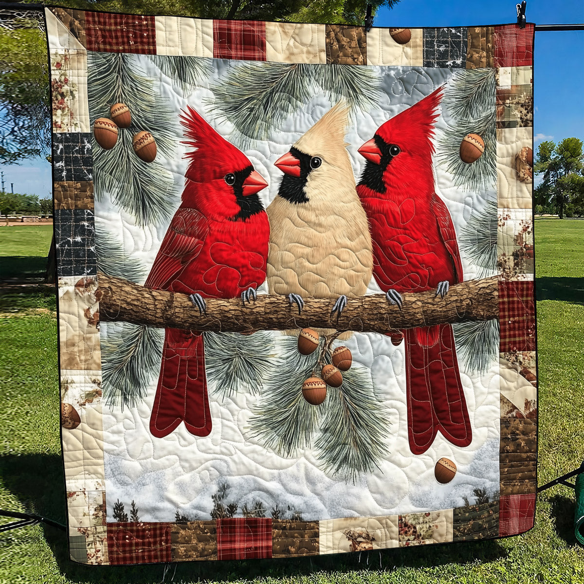 Majestic Cardinals Quilted Blanket - Throw (55" x 60")