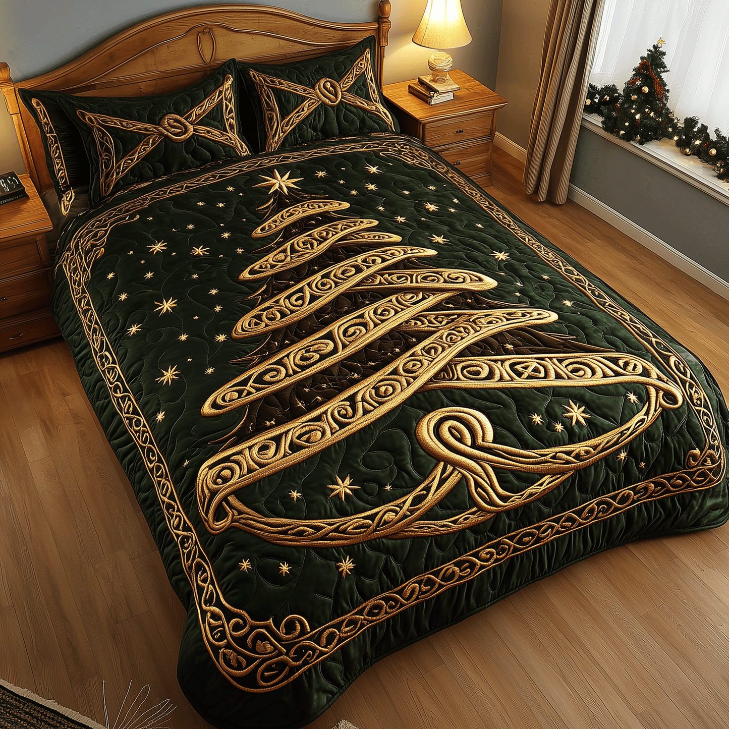 Majestic Christmas Tree 3-Piece Quilted Bedding Set - Single (59" x 70")