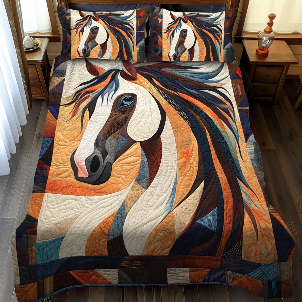Majestic Colorful Horse 3-Piece Quilted Bedding Set - Single (59" x 70")