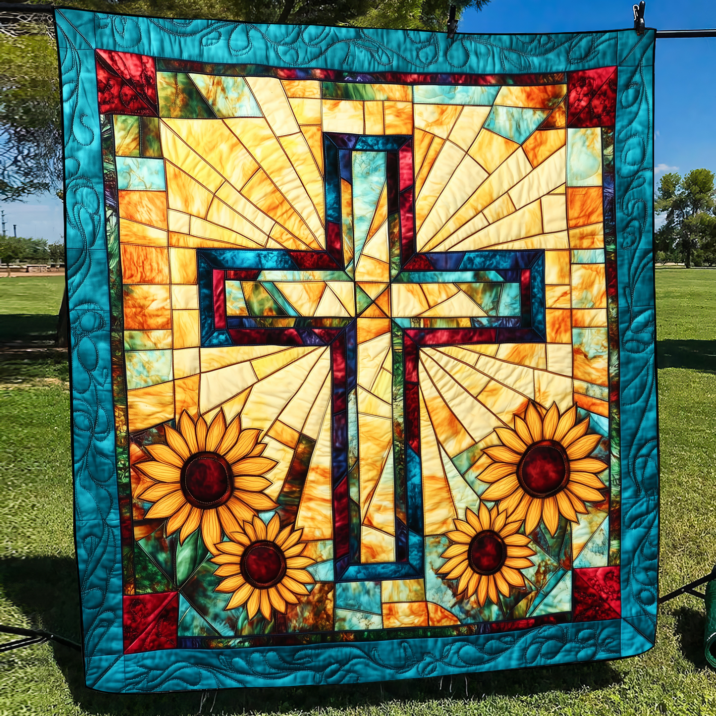 Majestic Cross Quilted Blanket - Throw (55" x 60")
