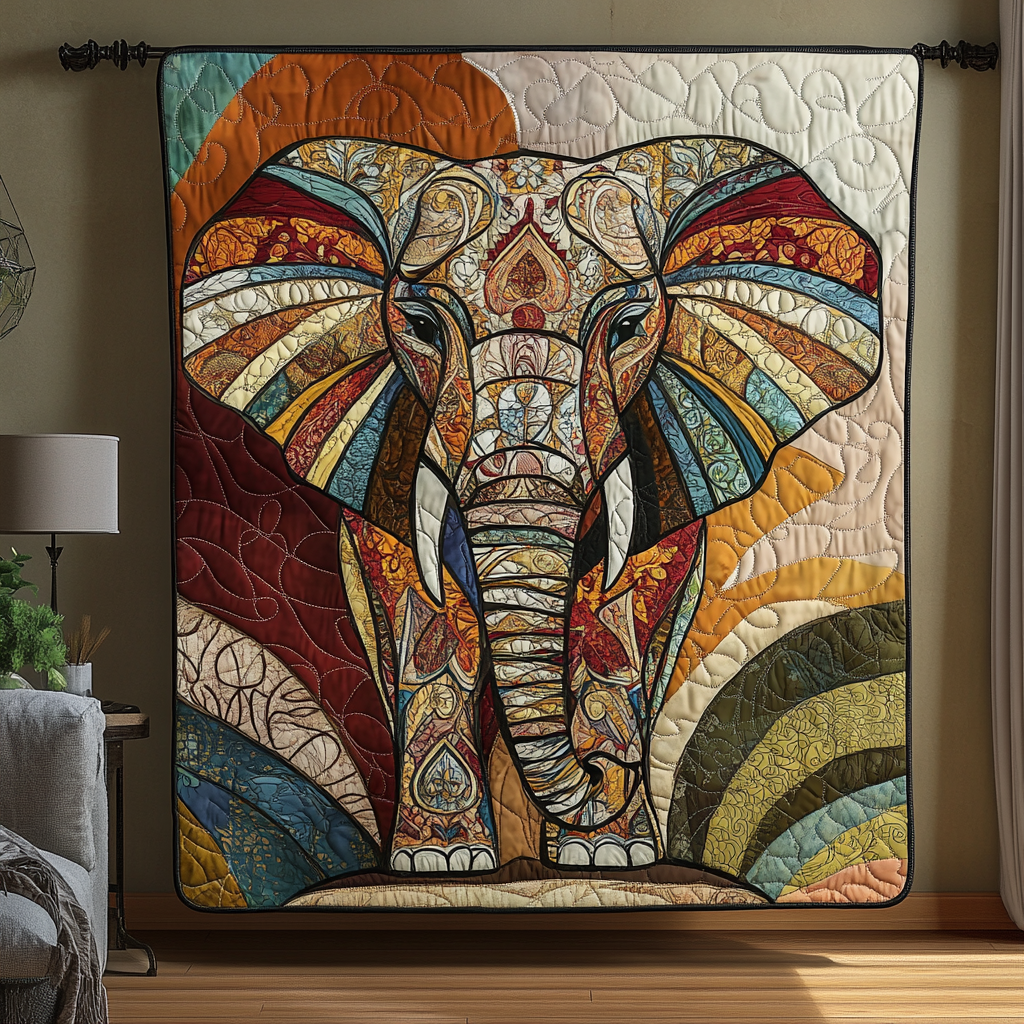 Majestic Elephant Grove Quilted Blanket - Throw (55" x 60")