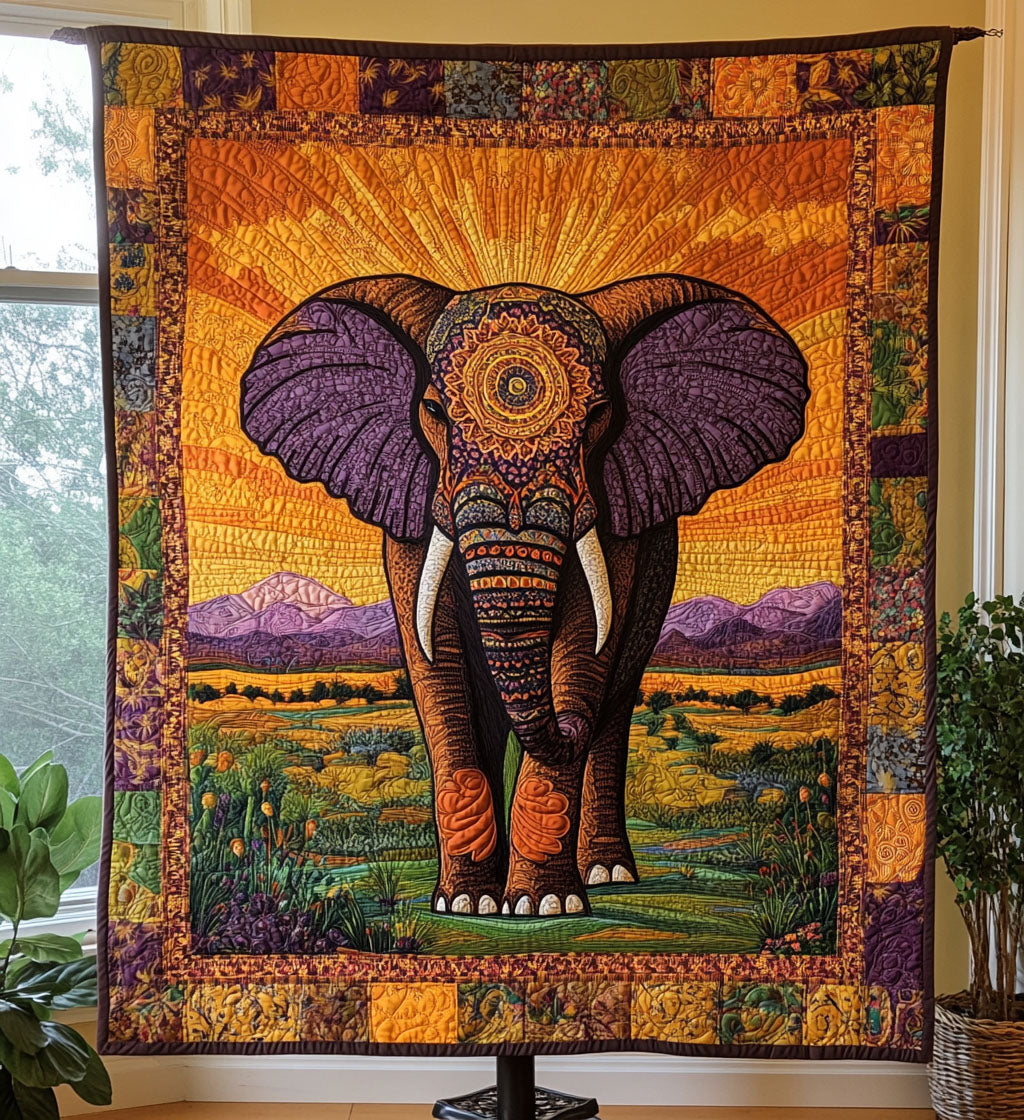 Majestic Elephant Journey Quilted Blanket - Throw (55" x 60")
