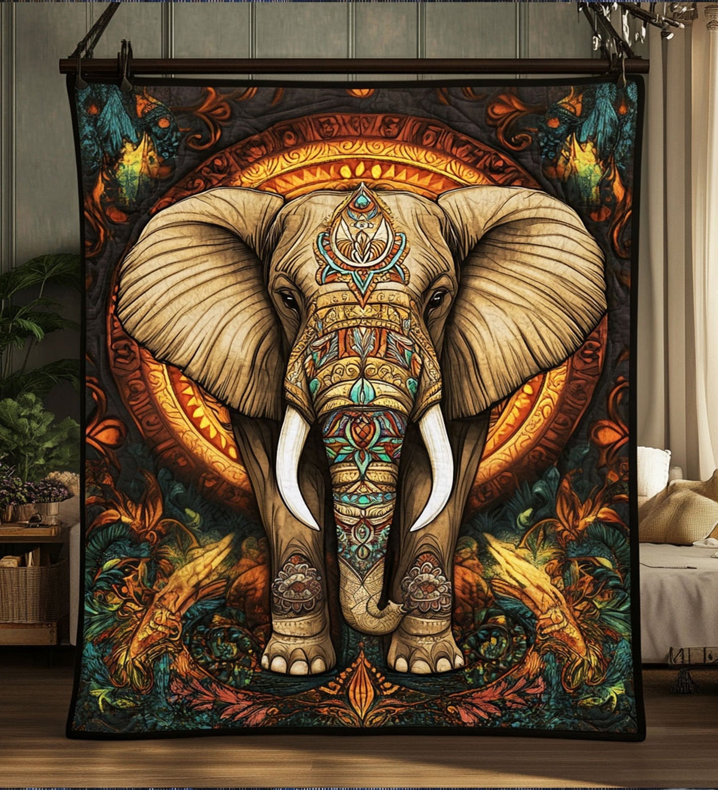 Majestic Elephant Quilted Blanket - Throw (55" x 60")