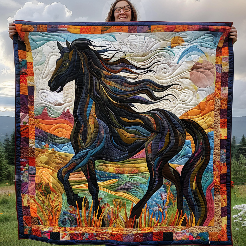 Majestic Gallop Quilted Blanket - Throw (55" x 60")